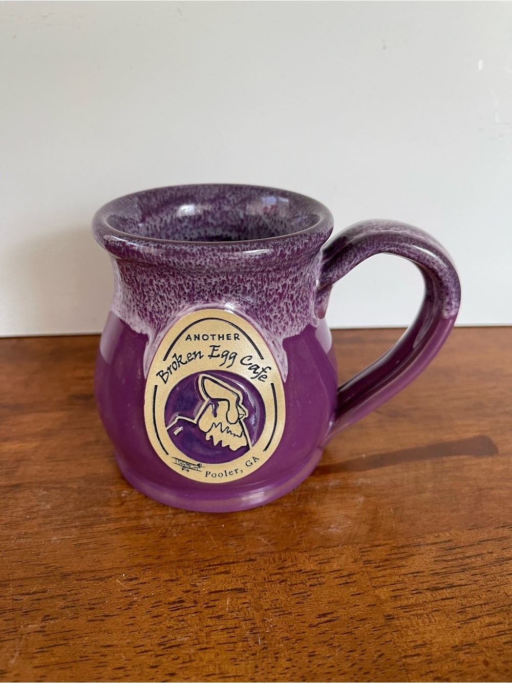 Deneen Pottery, Another Broken Egg Cafe Pooler, GA Purple Mug